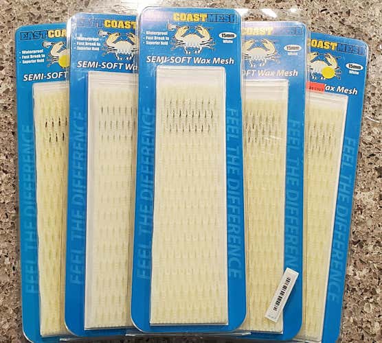 5 BNWT ECD Semi Soft Wax Mesh 15mm White Mesh Lacrosse Stringing Piece-NO TRADES NO OFFERS