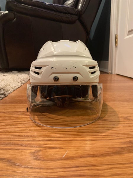 White Used Small Bauer Re-Akt Pro Stock Helmet