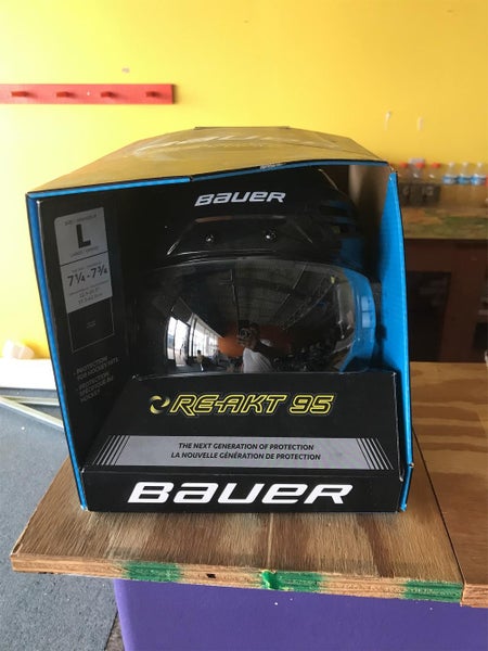 Black New Large Bauer Re-Akt 95 Pro Stock Helmet With Visor Colorado Avalanche Stock