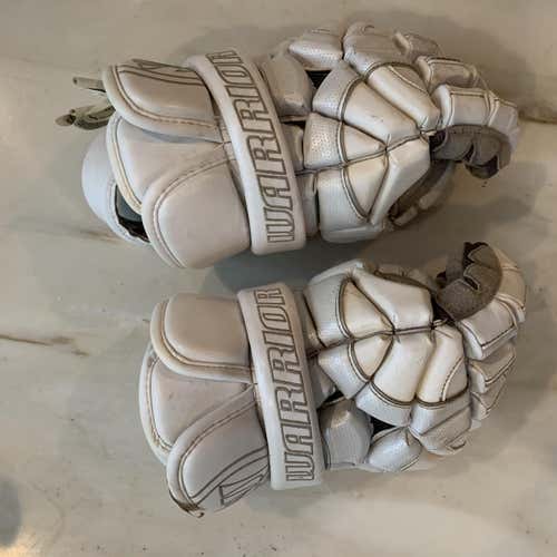White Used Warrior Lacrosse Gloves