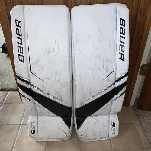 White Used 33" Bauer S27  Goalie Leg Pads