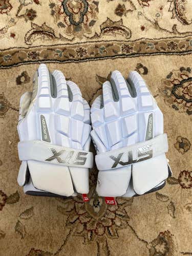 White Used STX Rzr 13" Lacrosse Gloves