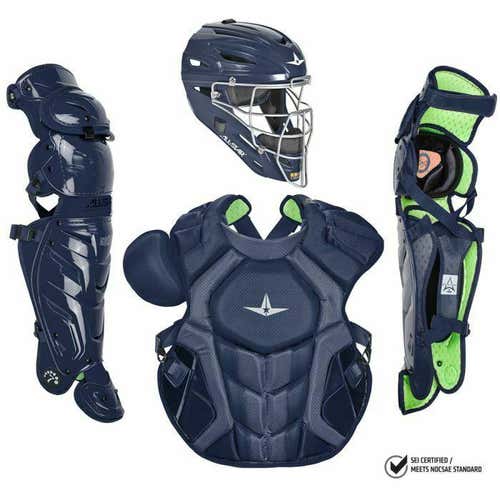 All Star System 7 Axis Adult 16+ Catchers Gear Set NOCSAE Certified - Solid Navy