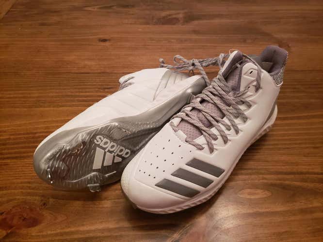 White New Adidas Icon Bounce Adult Men's Size 12 (Women's 13) Metal Adidas Low Cut