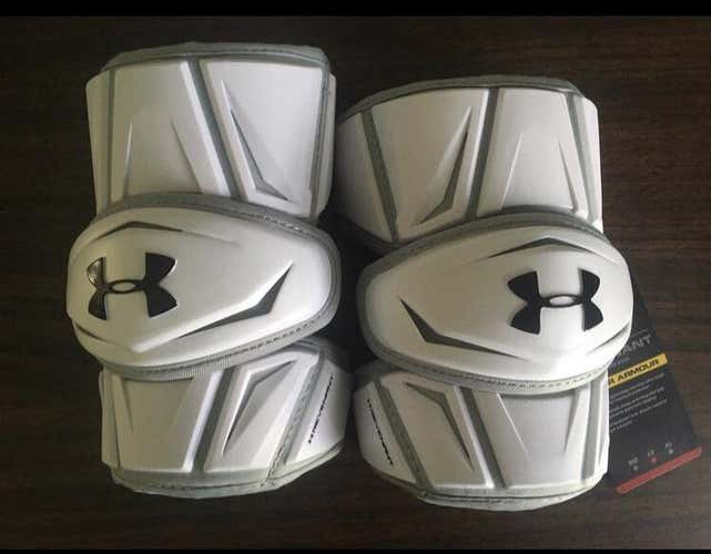 New (With Tags) Large Under Armour Revenant Arm Pads White Mens Lacrosse