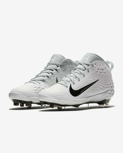 Nike Force Zoom Trout 5 sz 9 White Black AH3373 101 Metal Baseball Cleat