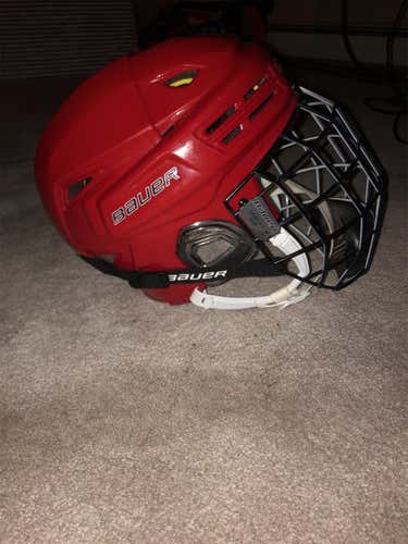 Red Used Small Bauer Re-Akt 200  Helmet