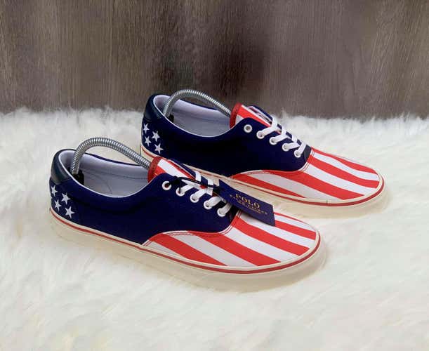 Polo Ralph Lauren Thorton USA American Flag Patriotic July 4th Shoes Men Sz 11