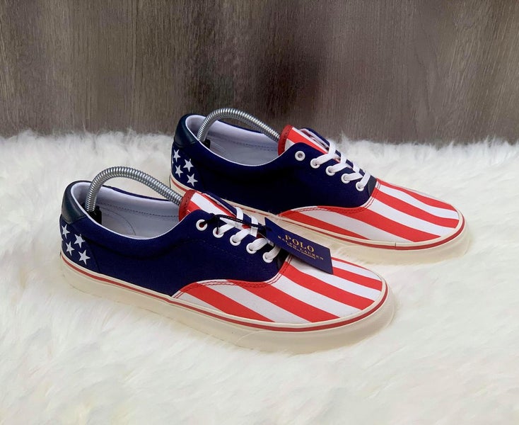 Polo Ralph Lauren Thorton USA American Flag Patriotic July 4th Shoes Men Sz 11