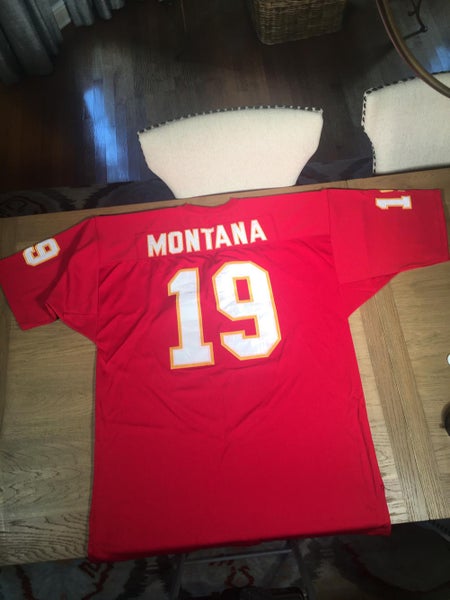 Authentic Men's Joe Montana Red Home Jersey - #19 Football Kansas