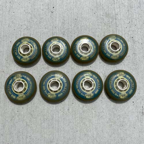 Used Rink Rat Hot Shot Inline Hockey Wheels xxx soft 76mm 80mm blue