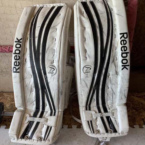 White Used 32" Reebok Premier 4 14K  Goalie Leg Pads