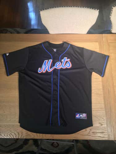 Black Used New York Mets Adult XXL Majestic Jersey