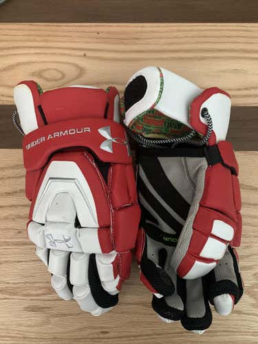 Lightly Used Under Armour Lacrosse Gloves Size Large: Red/White Colorway