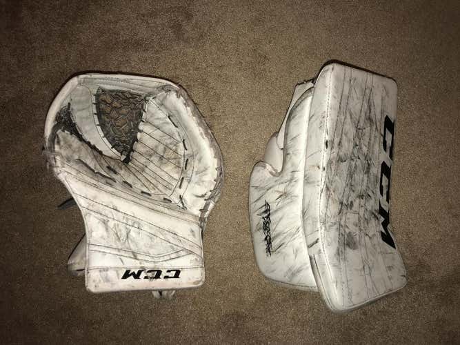 CCM Extreme Flex 860 Hockey Goalie Glove & Blocker Set Regular Senior White