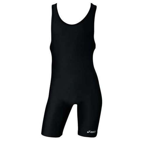 Asics Solid Color Wrestling Singlet Black- Size 2XS (75 to 95 lbs)