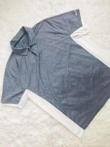 Mens Nike Golf Dri-Fit Short Sleeve Polo Shirt Gray White Size Large