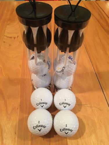 **BRAND NEW** 8 Callaway Golf Balls With 12 Tees And 2 Poker Chip Ball Markers
