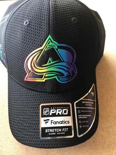 Black Adult XL -XXL Fanatics Colorado Avalanche Player Issued Hockey For Everyone Hat