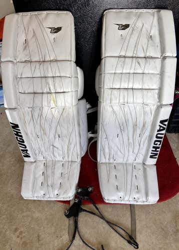 White Used Senior 35" Vaughn Velocity V7 Goalie Leg Pads