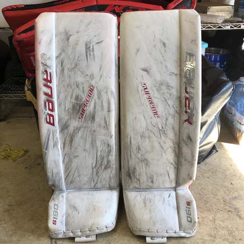 White/Red Used 29" Bauer Supreme one90 Pads