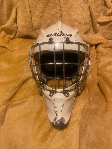 White Used Bauer 960XPM Pro Stock Goalie Mask