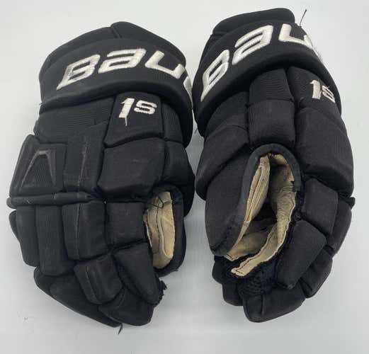 BAUER SUPREME 1S CUSTOM PRO STOCK HOCKEY GLOVES BLACK 14" NCAA USED (6648)