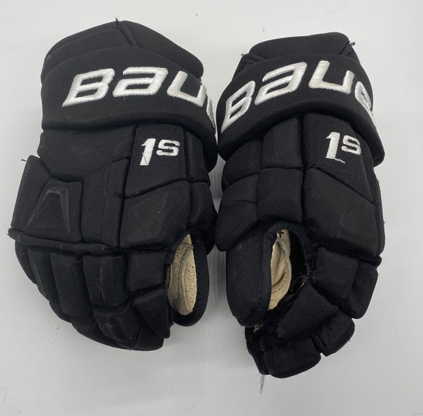 BAUER SUPREME 1S CUSTOM PRO STOCK HOCKEY GLOVES BLACK 13" NCAA USED (6647)