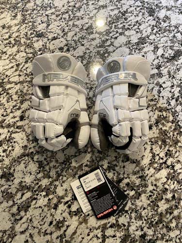 White New Maverik M4 Goalie Gloves 13"
