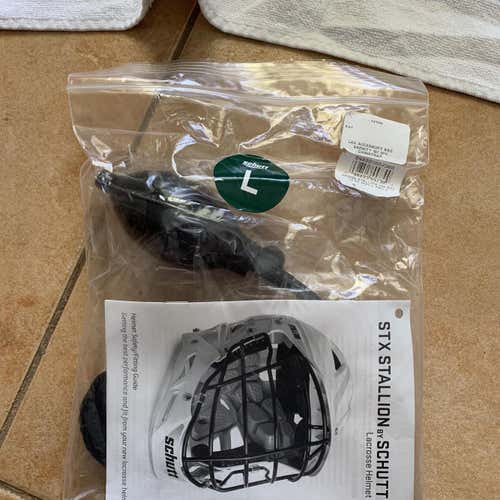 Carbon Fiber Blue/Red Team Issued (Brett Queener)Used Player's STX Stallion 650 Helmet #2