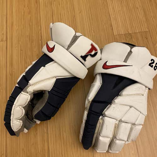 UPenn White Used Player's Nike Vapor Elite 13" Lacrosse Gloves