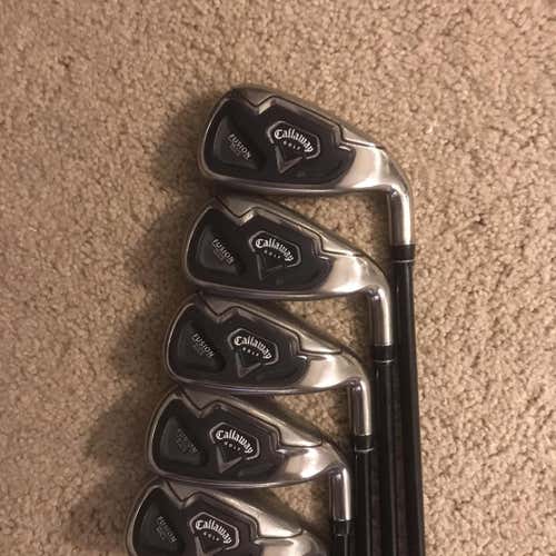 Used Right Handed Fusion Wide Sole Regular Flex Graphite Shaft Iron Set