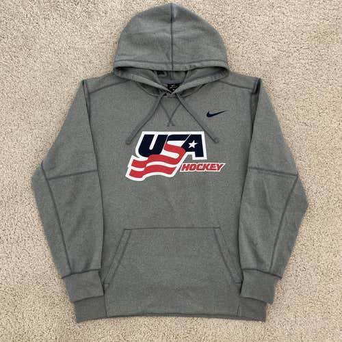Team Issued Nike USA Hockey Dri-Fit Gray Hoodie Men's Size Large