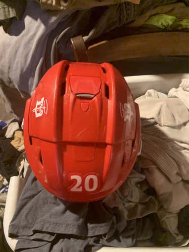 Dubuque Fighting Saints USHL Used M Bauer Re-Akt 200 Pro Stock Helmet