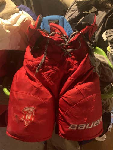 Red Used Small Bauer Pro Stock Hockey Pants