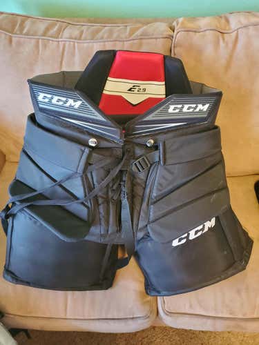 Black Senior Used Large CCM e2.9 Hockey Goalie Pants