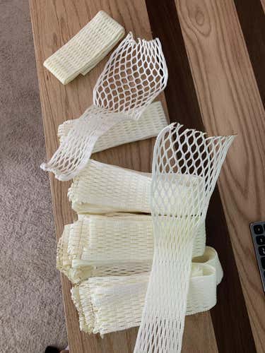 41 Pieces of White Lacrosse Mesh: 35 Pieces of Uncoated 15 MM, 3 Pieces 20 MM, 2 Pieces Hard Mesh