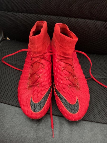 Red Men's Size 9.0 (Women’s10) Nike Hypervenom Phantom III DF FG Cleats