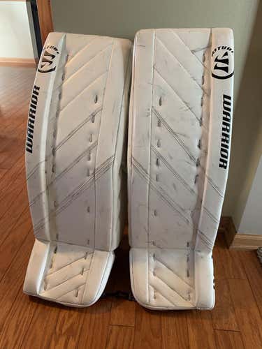 White Used Intermediate 32" Warrior Ritual G4 Goalie Leg Pads