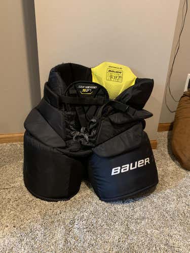 Black Senior Used Small Bauer custom Hockey Goalie Pants