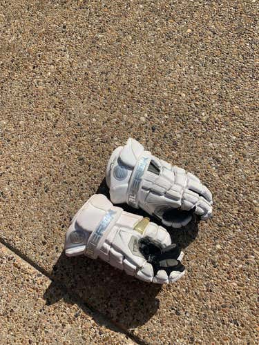 White Used Player's Maverik M4 13" Lacrosse Gloves