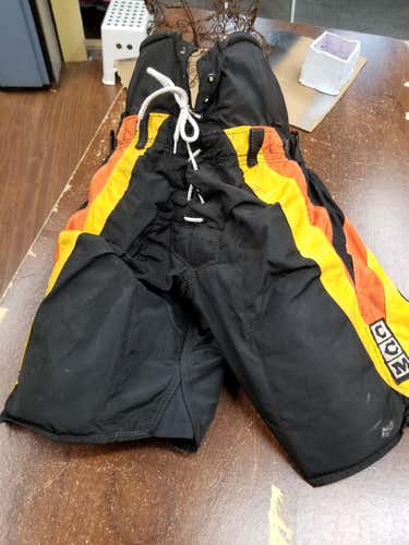 Black Senior Canuck "V" Used CCM Custom Pro Hockey Pants Pro Stock - Size 40