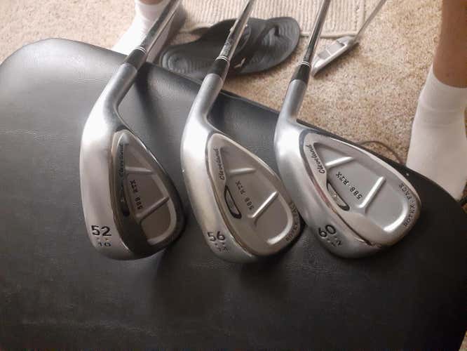 Cleveland 588 RTX Satin Chrome CB Wedge Set - 52* 56* - 60* 3 Wedge set