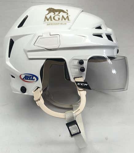 CCM VECTOR V08 PRO STOCK HOCKEY HELMET WHITE MEDIUM CCM VISOR THUNDERBIRDS #55 (6664)