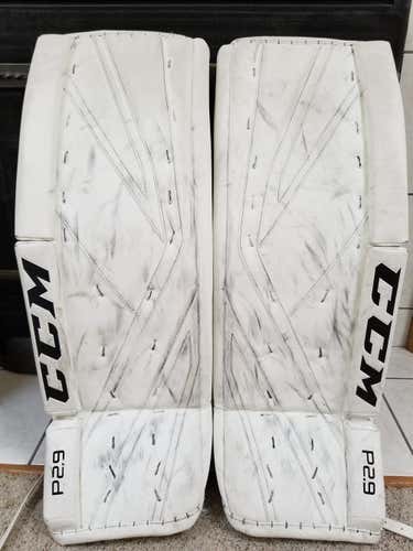 White Used Intermediate 33" CCM Premier P2.9 Goalie Leg Pads