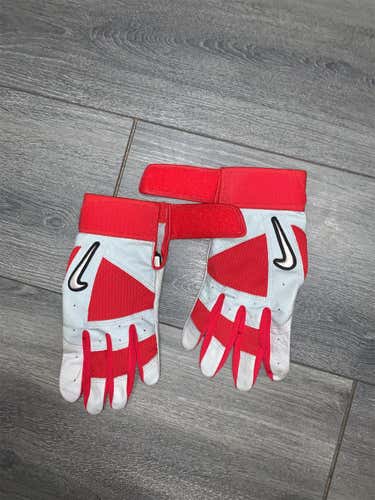 Red & Gray Barely Used Large Nike Batting Gloves / With Padding On The Inside