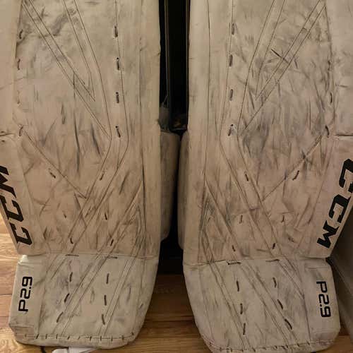 White Used 31" CCM Premier P2.9 Goalie Leg Pads