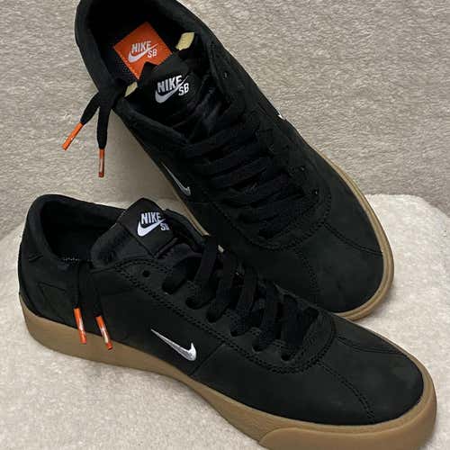 NIKE SB Zoom Bruin ISO Mens Size 8 Black/White-Safety Orange Gum Bottom Sneakers CD6750-018