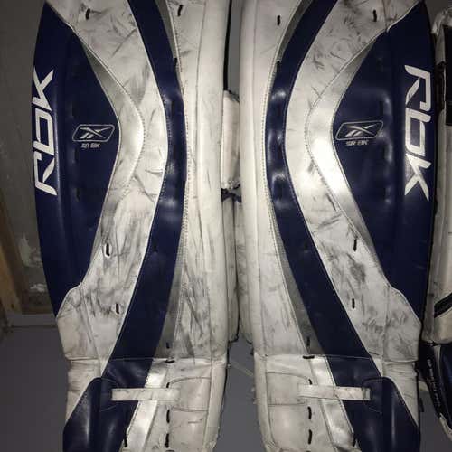 White Used 35" Reebok Goalie Leg Pads