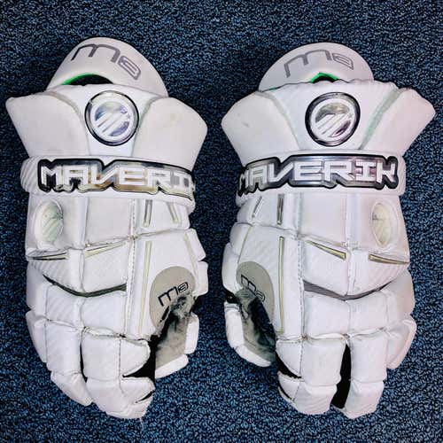 White Maverik M3 Lacrosse Gloves
